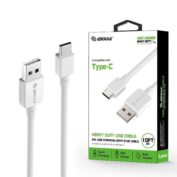 Esoulk Cable Type-C 10.0 Ft, 2A White EC38-TCP-WH - Best Cell Phone Parts Distributor in Canada, Parts Source Esoulk Cable Type-C 10.0 Ft, 2A White EC38-TCP-WH - Best Cell Phone Parts Distributor in Canada, Parts Source